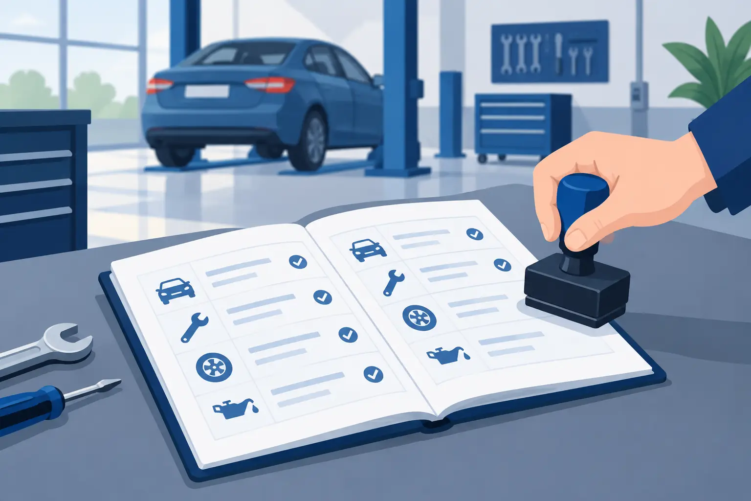 Stamp Garage Service Books Clearly and Quickly